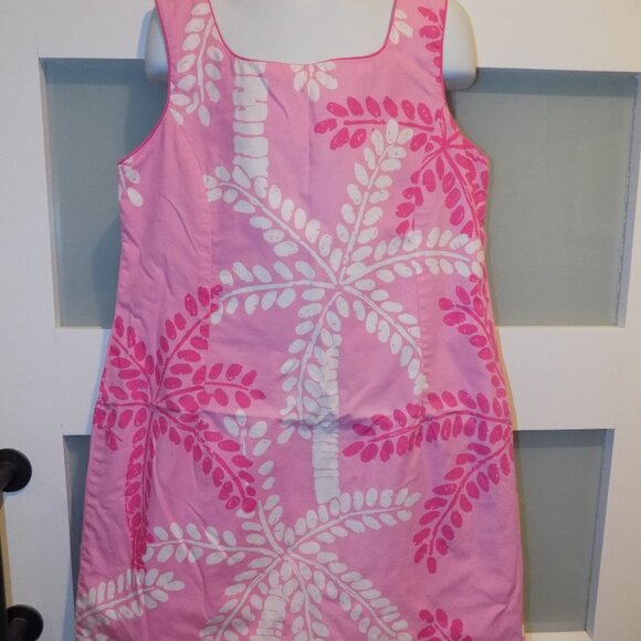 Vintage Lilly Pulitzer Lined Pink Palm Tree Print Dress Size 10 Girl's